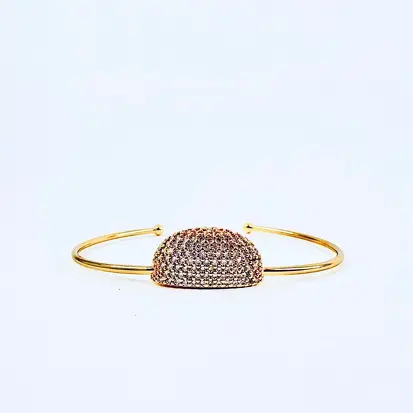 Bracelete Dourado Cravejado em Zircônias com Banho de Ouro 18K