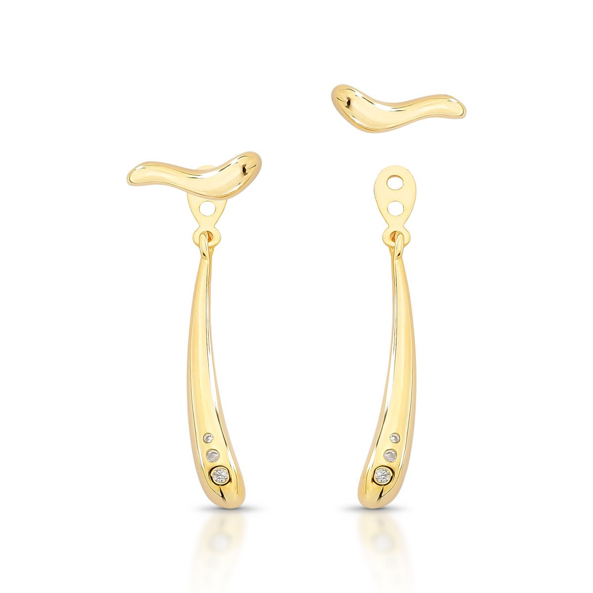 Brinco Dourado Moderno com Zircônias - Imagem 2