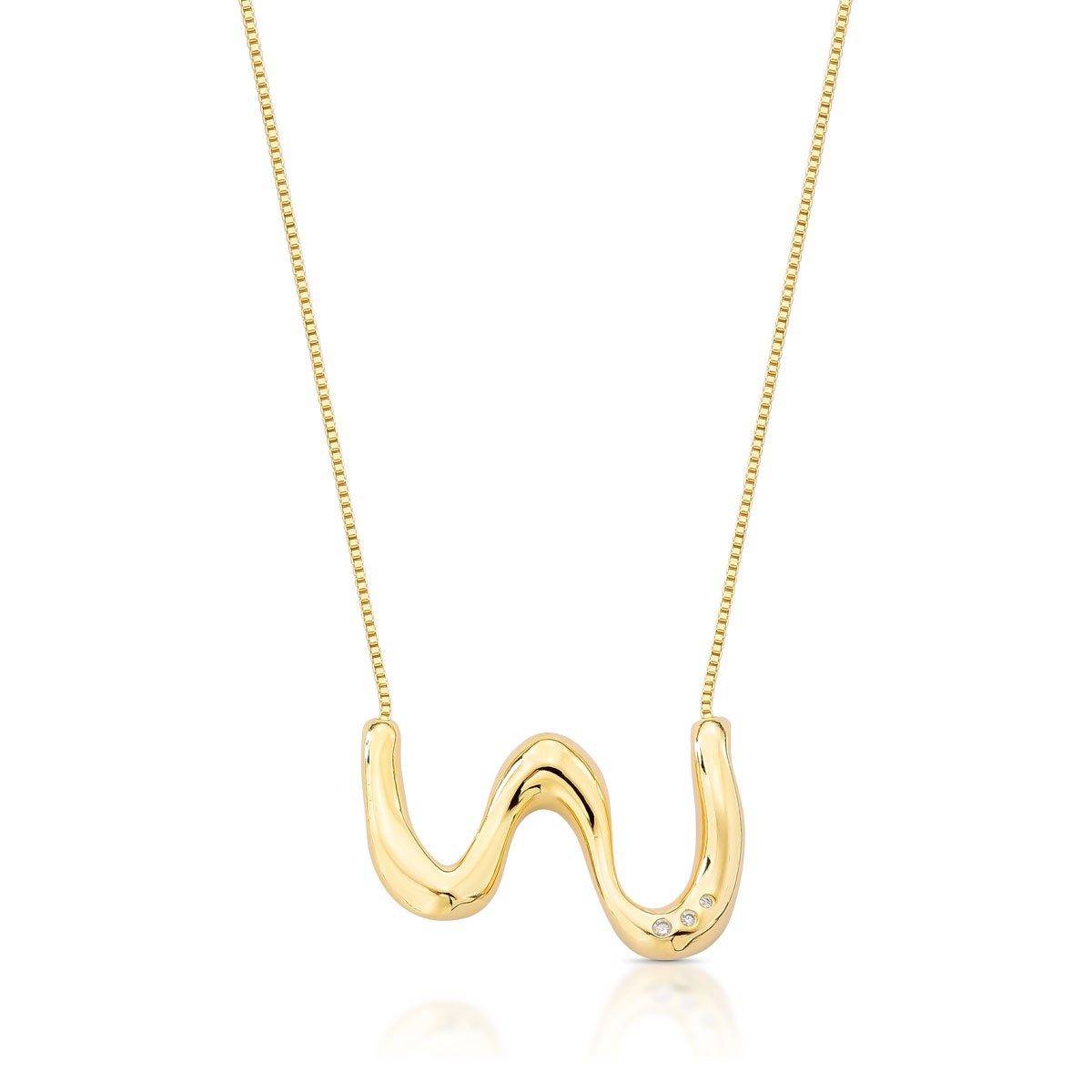 Colar Dourado com Pingente Ondulado e Banho de Ouro 18K