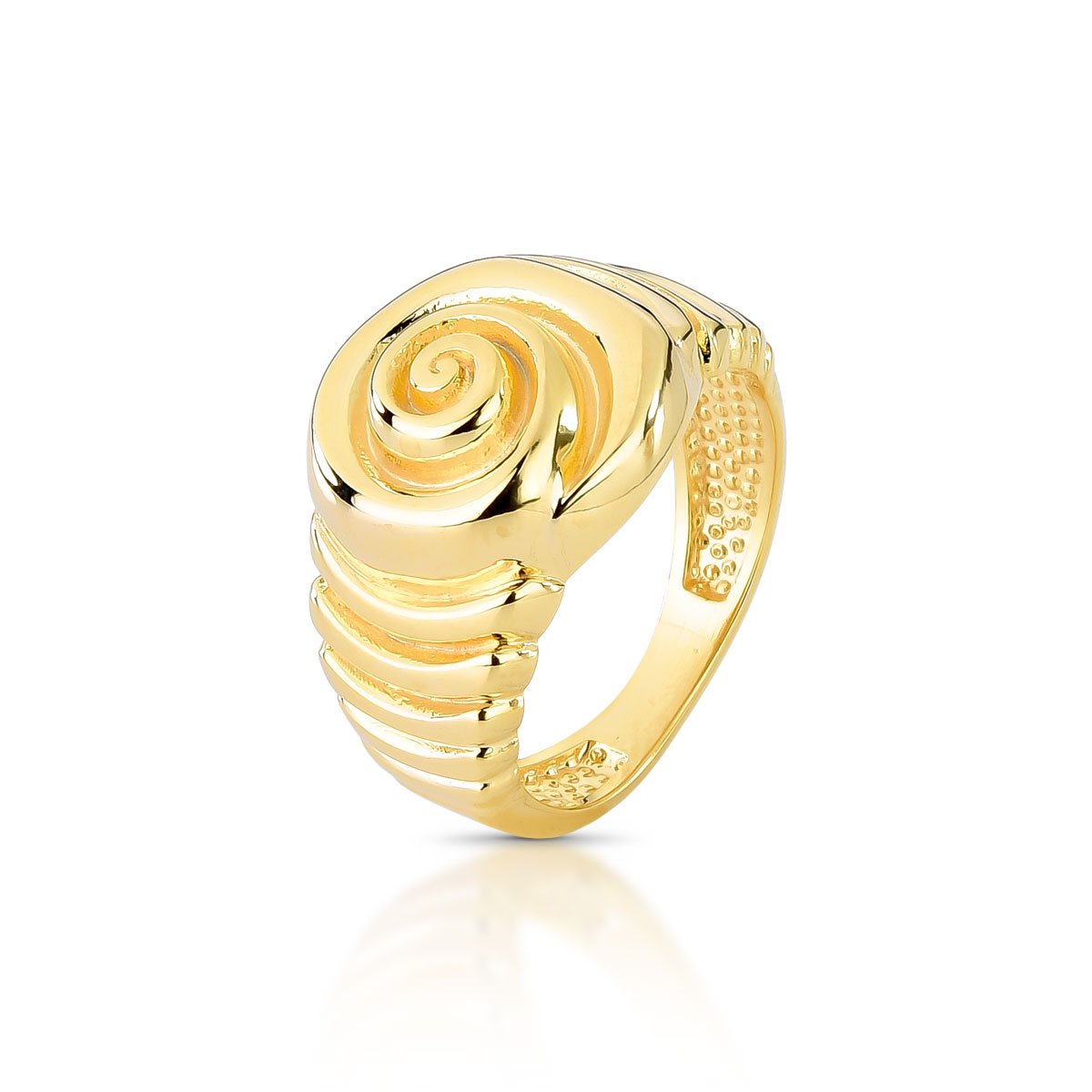 Anel Dourado Espiral Moderno