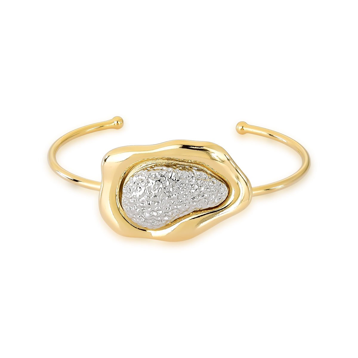 Bracelete Dourado com Detalhe Prateado e Banho de Ouro 18K