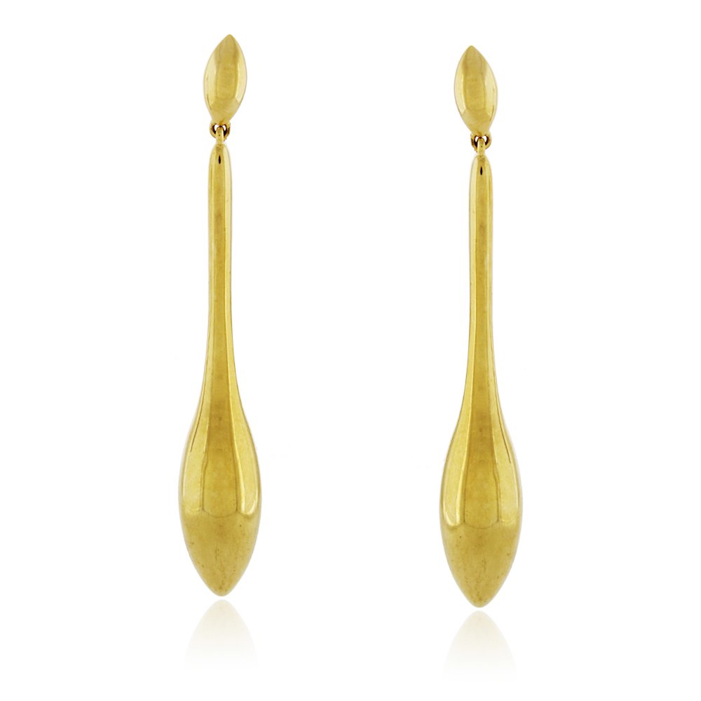 Brinco Longo Liso Folheado a Ouro 18K - Imagem 2