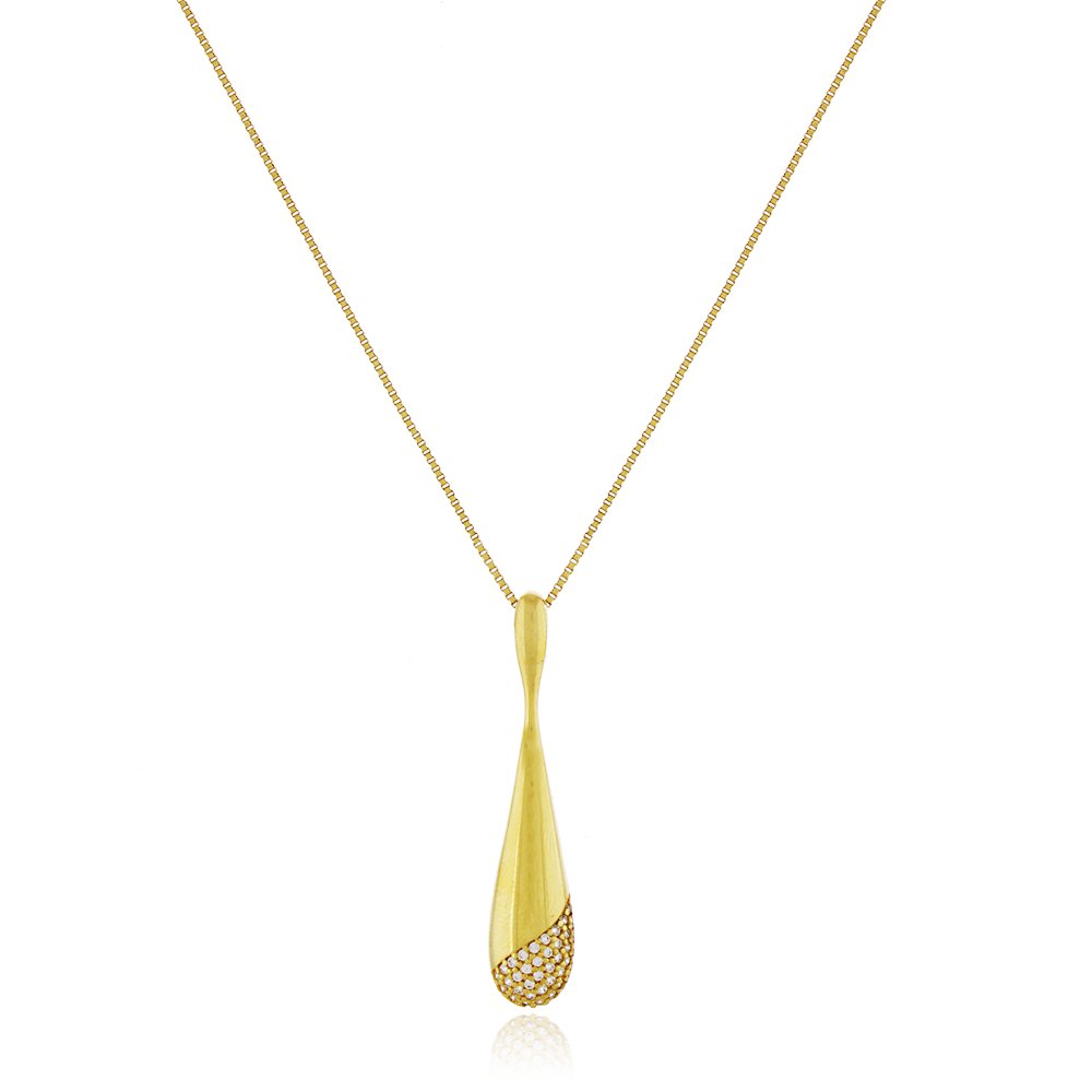Colar Gota Alongada Cravejada - Imagem 2