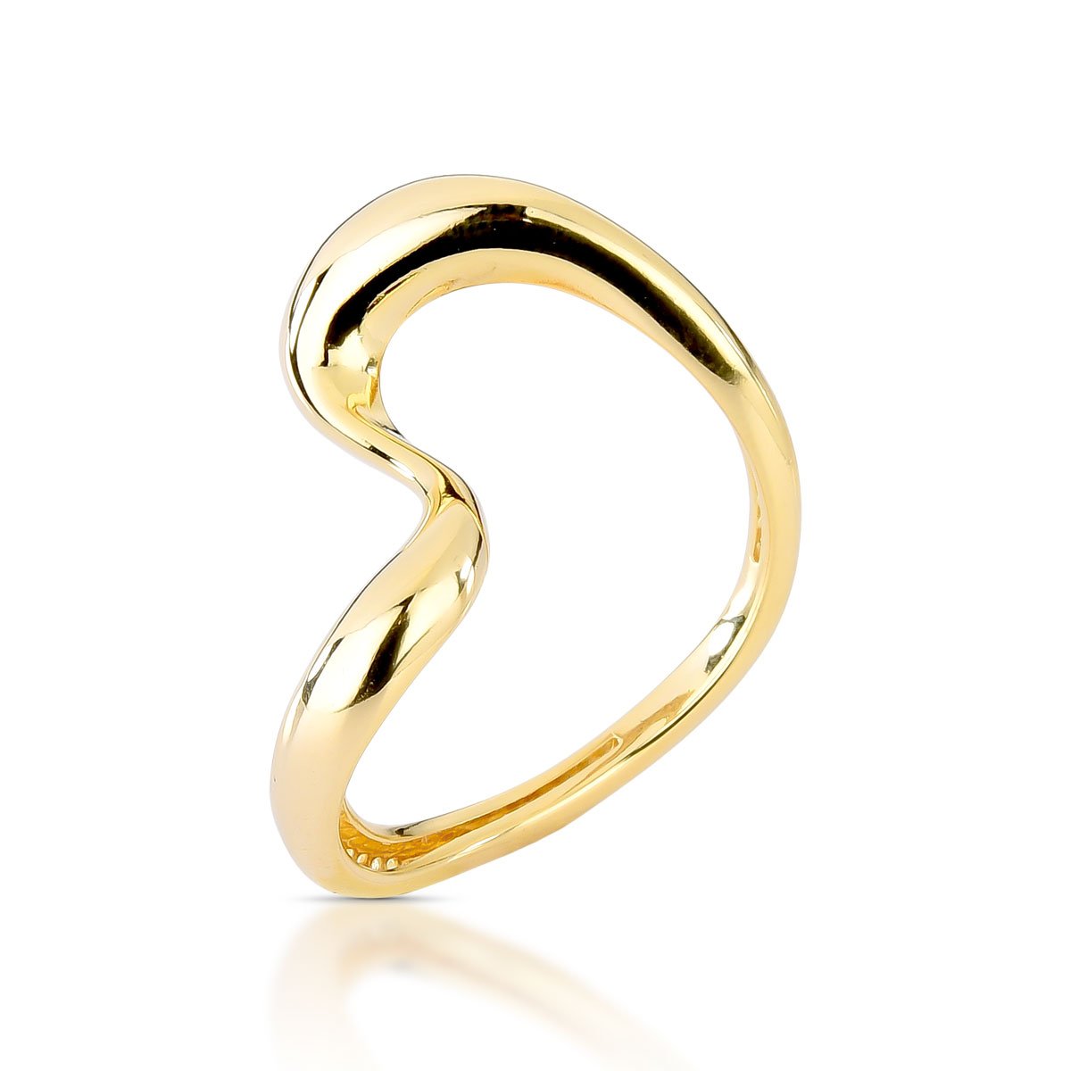 Anel Dourado Ondulado com Banho de Ouro 18K
