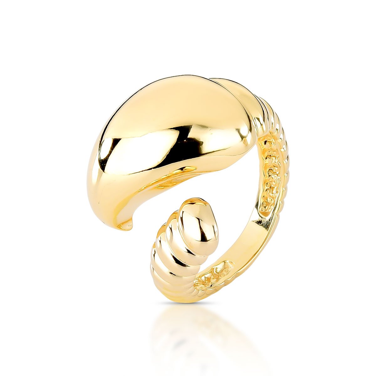 Anel Dourado Concha com Banho de Ouro 18K