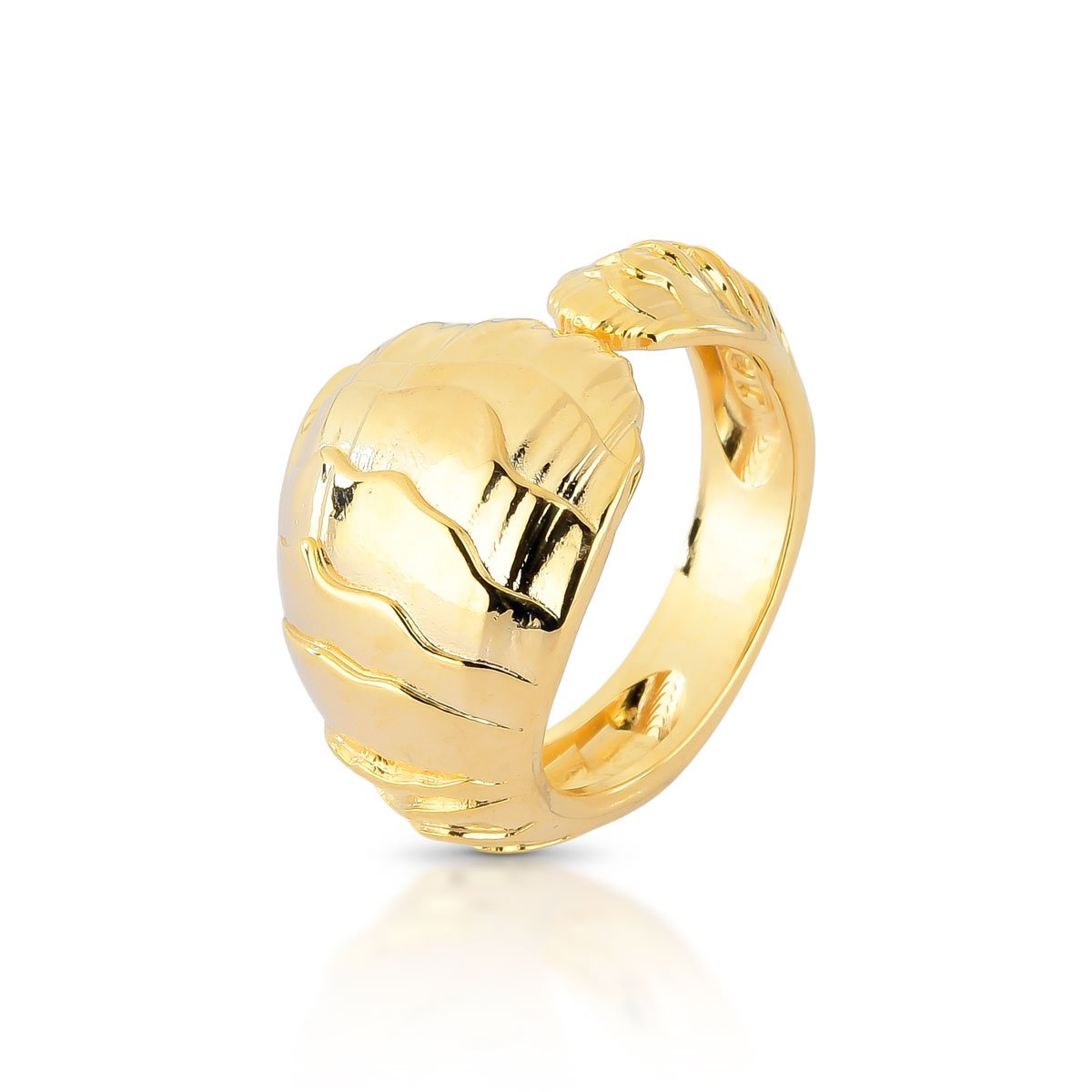 Anel Dourado Caracol com Banho de Ouro 18K