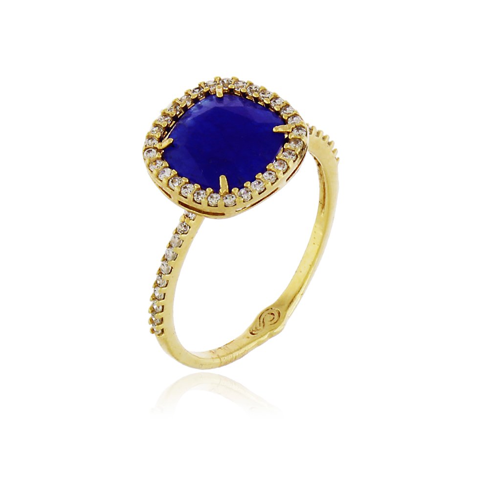 Anel Pedra Azul Royal Com Zircônia