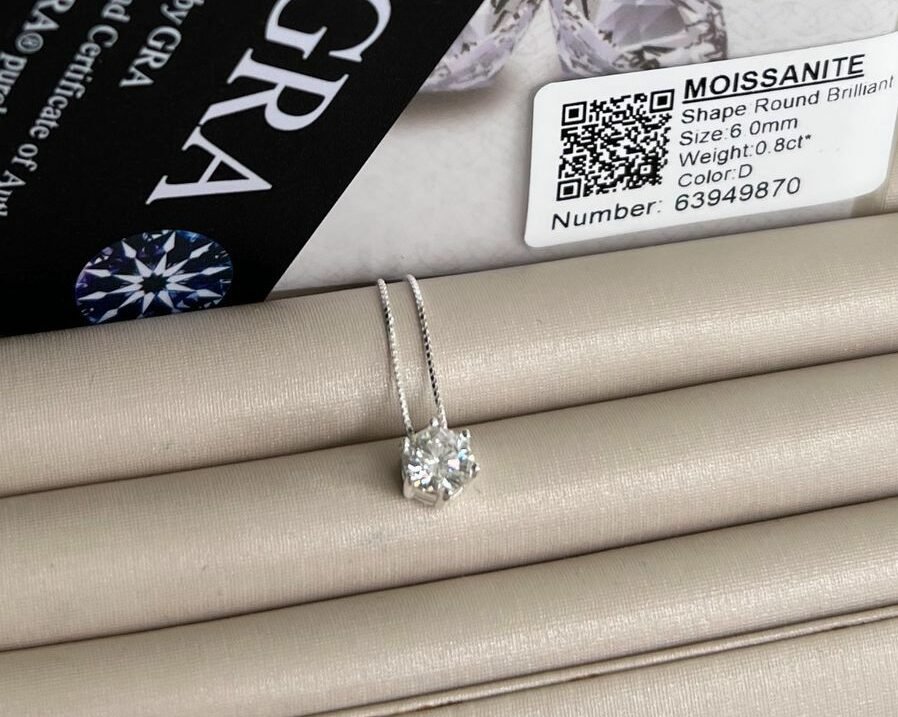 Colar Solitário em Prata 925 com Moissanite Certificada GRA