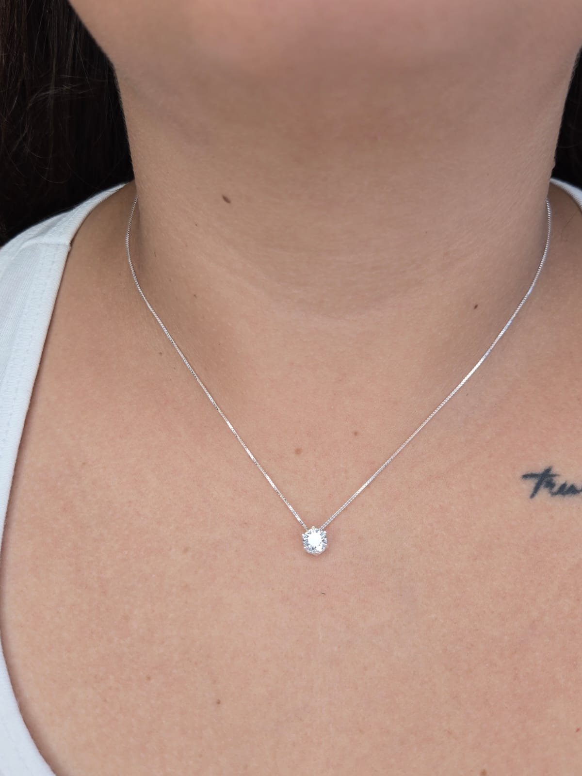 Colar Solitário em Prata 925 com Moissanite Certificada GRA - Imagem 2