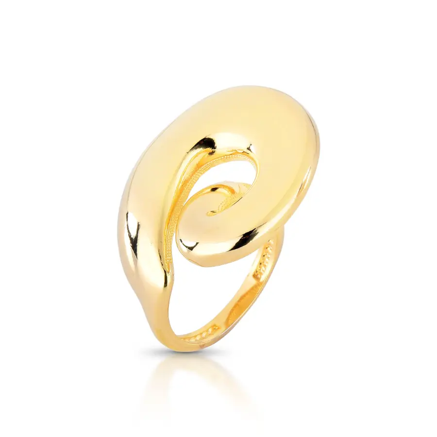 Anel Dourado Onda Escultural