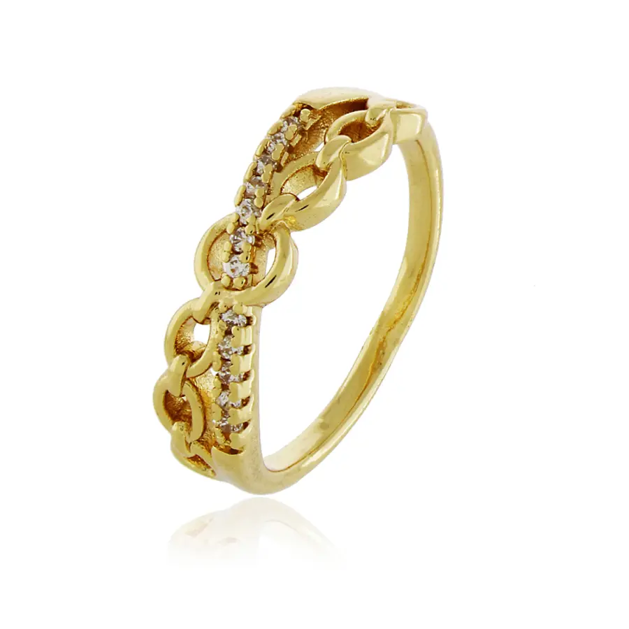 Anel Dourado Elo Cravejado